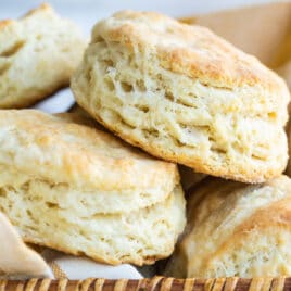A basket of homemade biscuits.