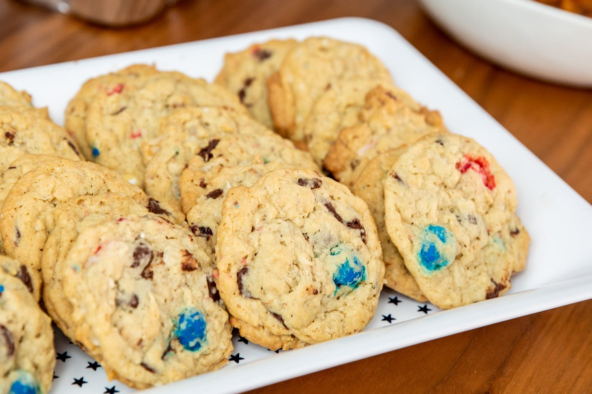 A plate of Cowboy Cookies.
