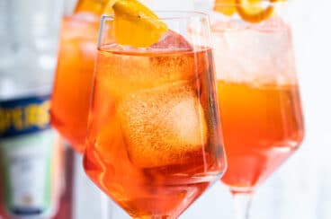 Three Aperol Spritz cocktails.
