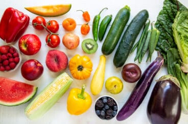 Fruits and vegetables in season for August.