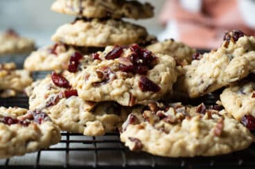 A baking rack full of Breakfast cookies.
