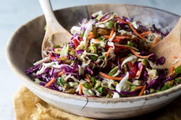 A bowl of cabbage salad.