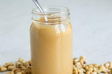 A jar of homemade cashew butter.