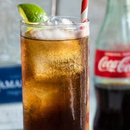 A Charro Negro cocktail in a highball glass.