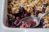 A fully baked Cherry crisp with crunchy topping.