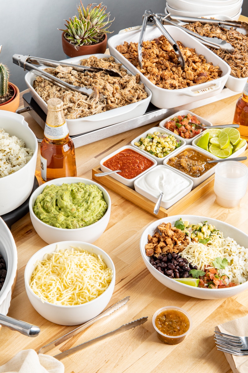 A table with Chipotle copycat food.