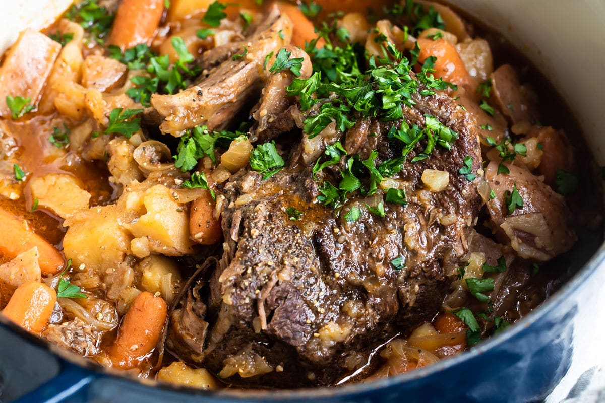 Pot roast in a dutch oven.