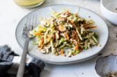 Plates of Crunchy Broccoli Slaw.