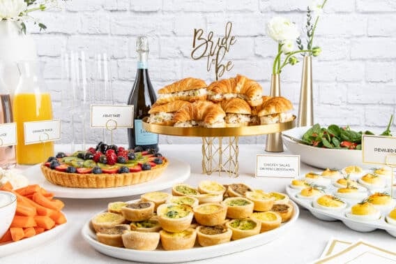 A food spread for a bridal shower.