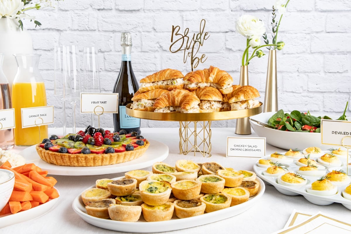 A food spread for a bridal shower.
