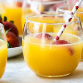 Glasses of fruit punch.
