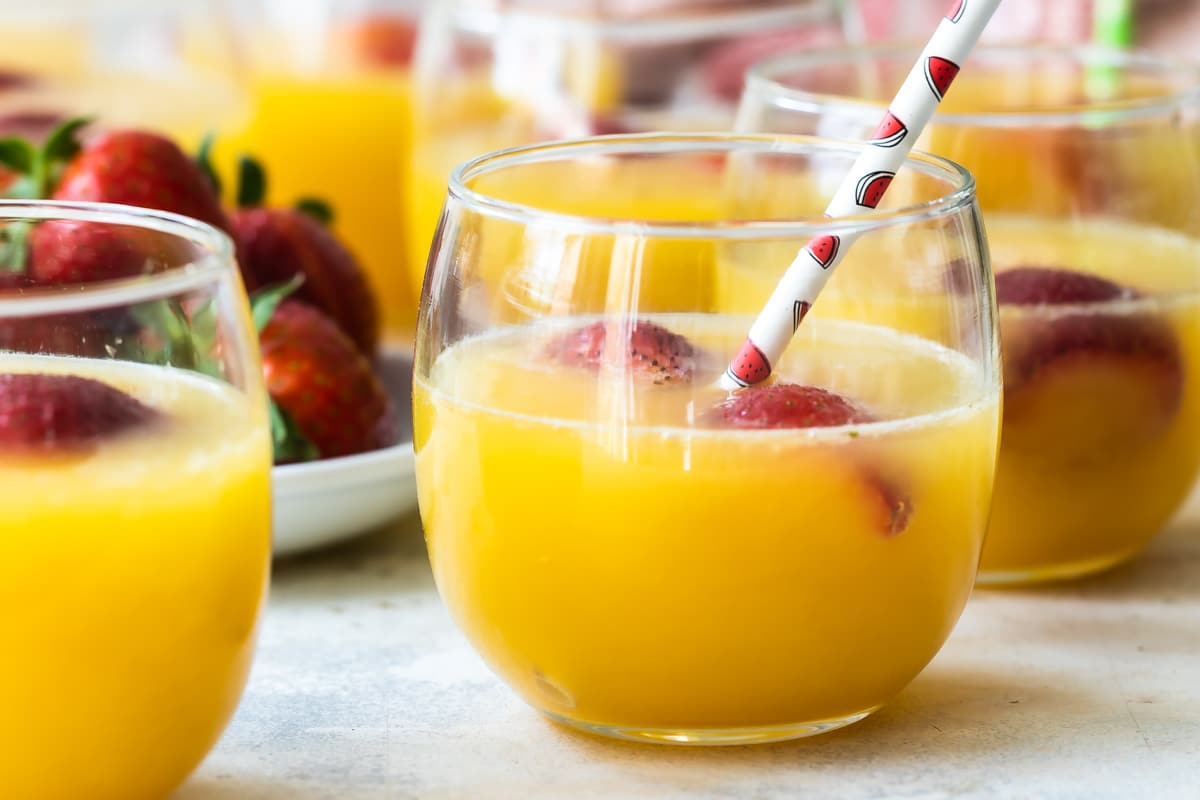 Glasses of fruit punch.