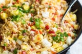 A skillet full of Hawaiian fried rice.