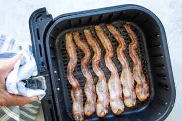 Cooking bacon in an air fryer.