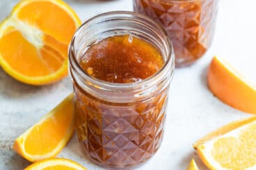 3 jars of homemade orange marmalade.