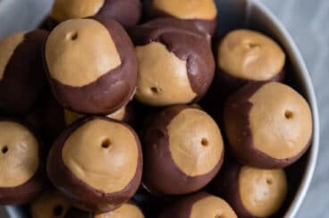 A bowl of peanut butter buckeyes.