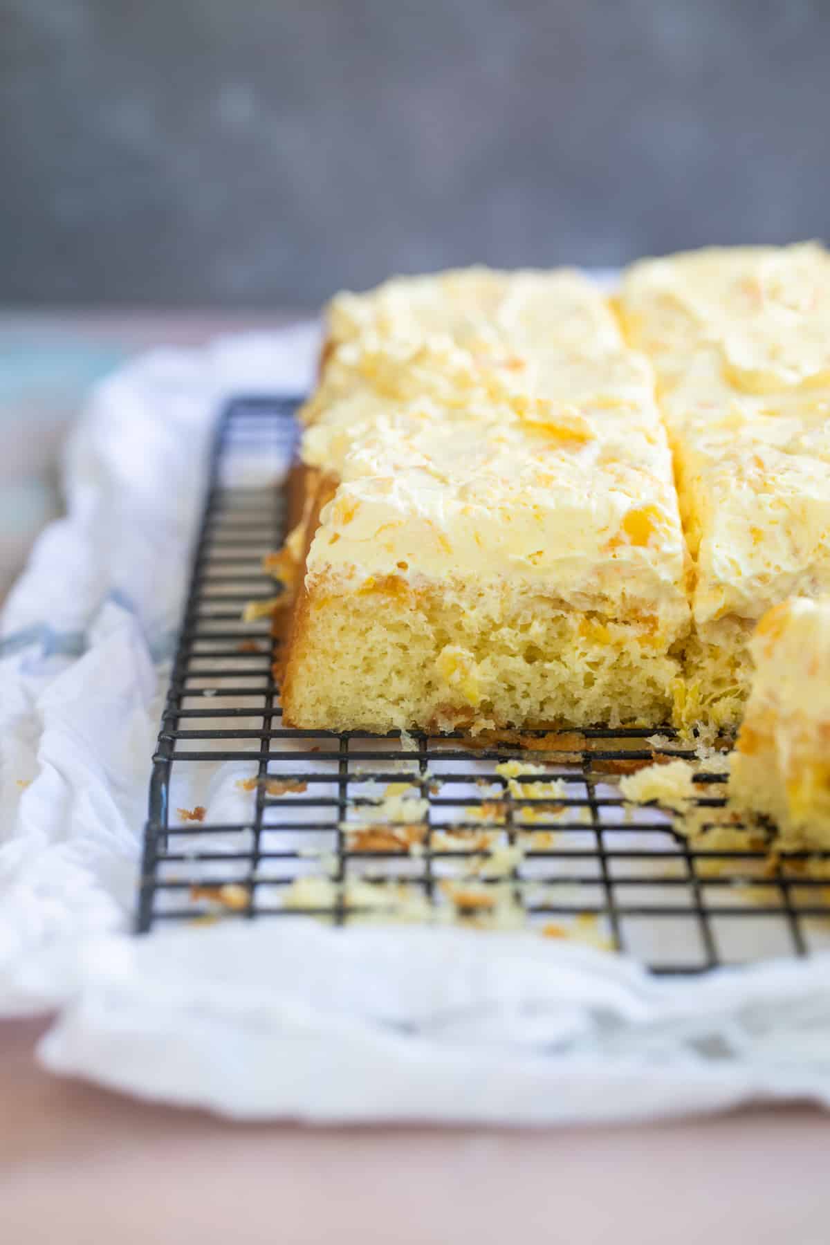 Pig pickin' cake on a cooling rack.