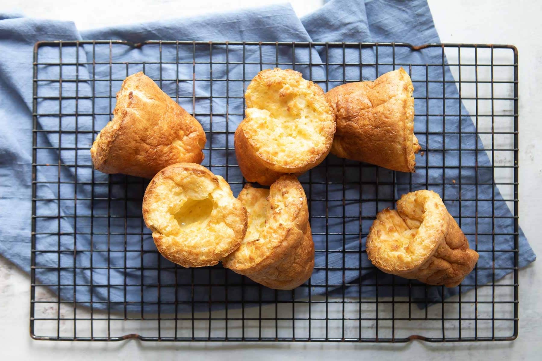 Baked popovers in a popover pan.