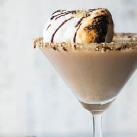 A S'mores Martini in a martini glass.