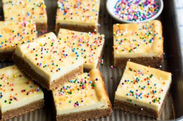 A pan filled with sugar cookie bar squares.