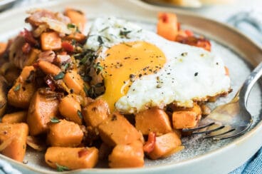 Sweet potato hash on a plate.