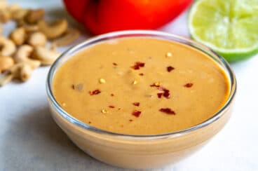 A bowl of Thai peanut dressing.